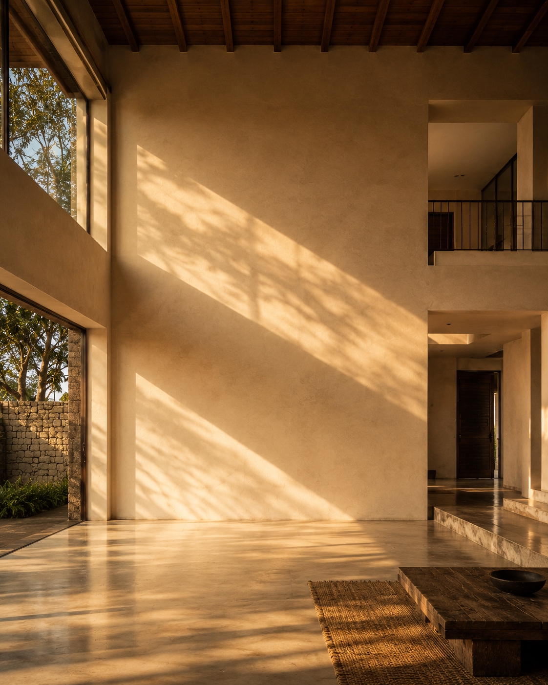 A grand sunlit room ready to host a show